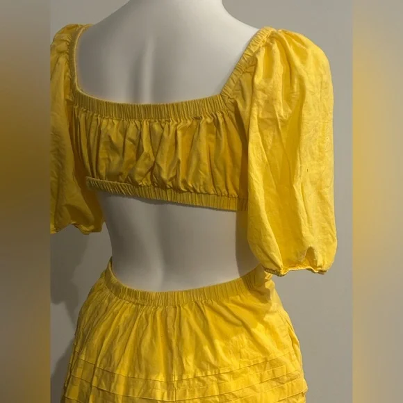 STAUD Carina Sunburst Two-Tone Puff-Sleeve Maxi Dress - Picture 7 of 10